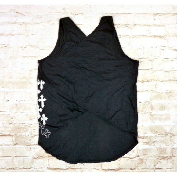 291 Venice Womens Black Restless Hearts Cross back Tank Crosses Size 2 Goth Rock - Picture 7 of 12